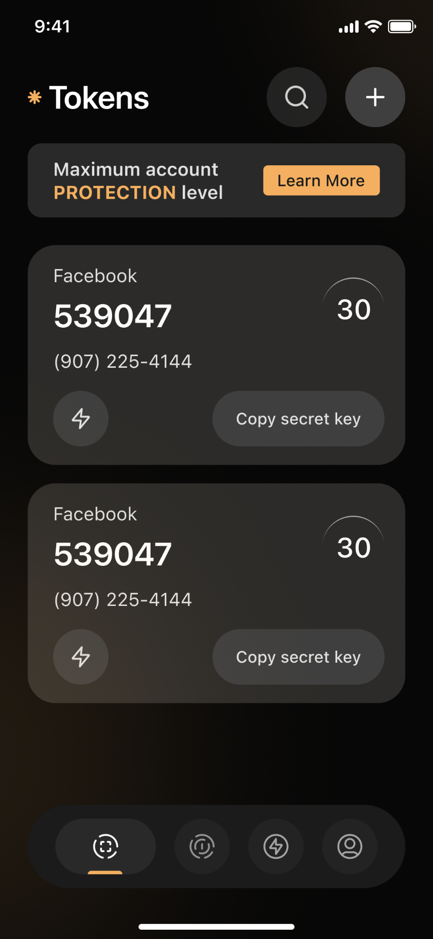 Tokens App Interface